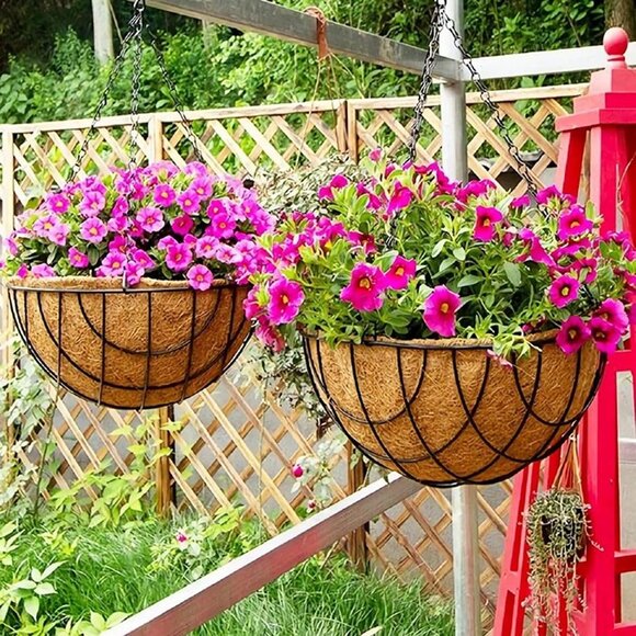 NEW 2 Pack Flower Pots for Plants Outdoor with Coco Liner - 10 inch - Picture 4 of 8